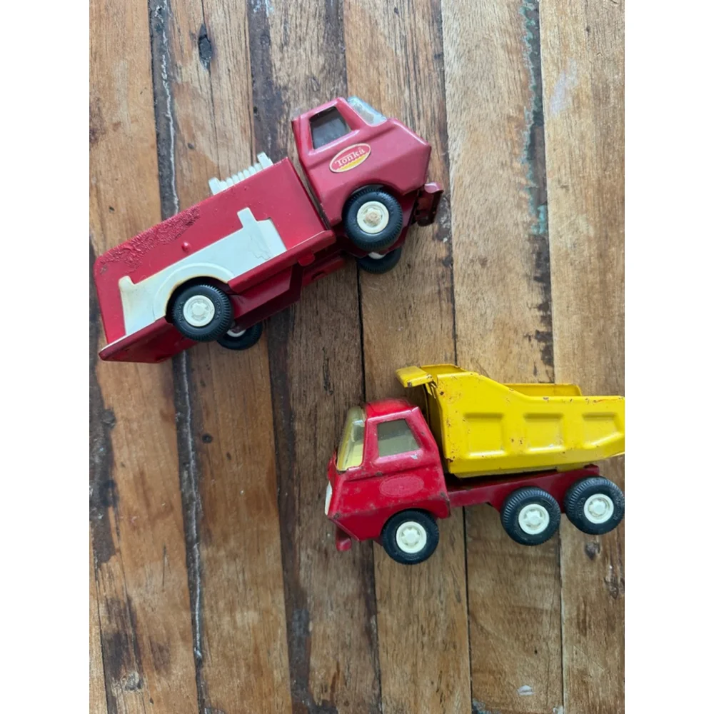 Vintage Tonka fire engine and dump truck Metal Toy Trucks One Size